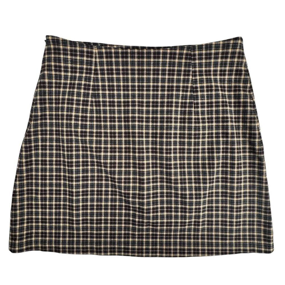 Vintage American Eagle Plaid Mini Skirt Womens 8 Brown Navy Academia School Girl